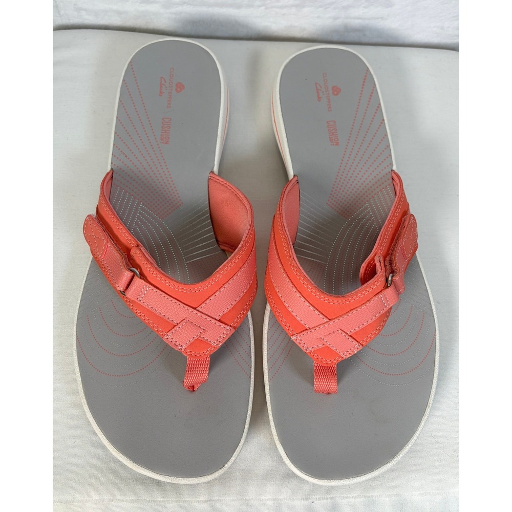 Clarks Cloudsteppers Breeze Sea Coral Flip Flops Sandals Womens 11 M NEW